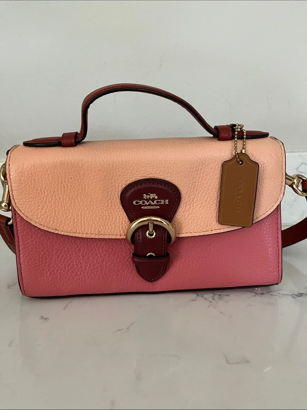 EUC Coach Kleo Leather Top-Handle Satchel in color block - Picture 4 of 11